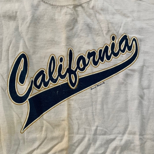 California Vintage T Shirt Baseball Script Fun Sports Basics Classic Rap Music