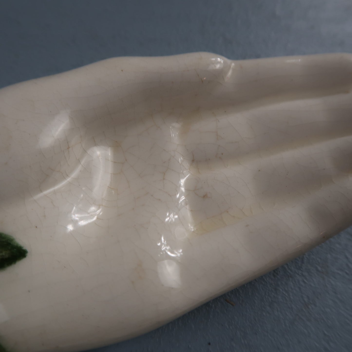 VTG 1958 Signed Glass Ring Jewelry Dish White Milk Glass Open Hand Flower Jacoma