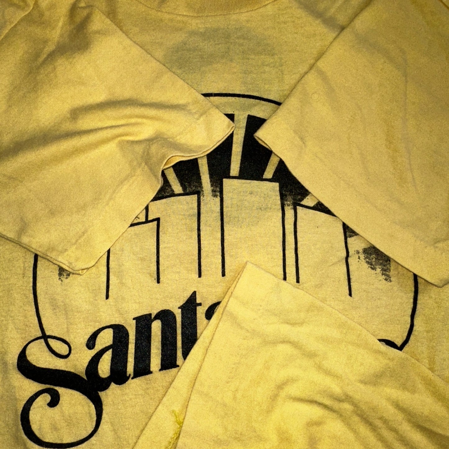 Santa Ana 70s Large Yellow VTG T Shirt Number 9 Single Stitch Sports City Tour