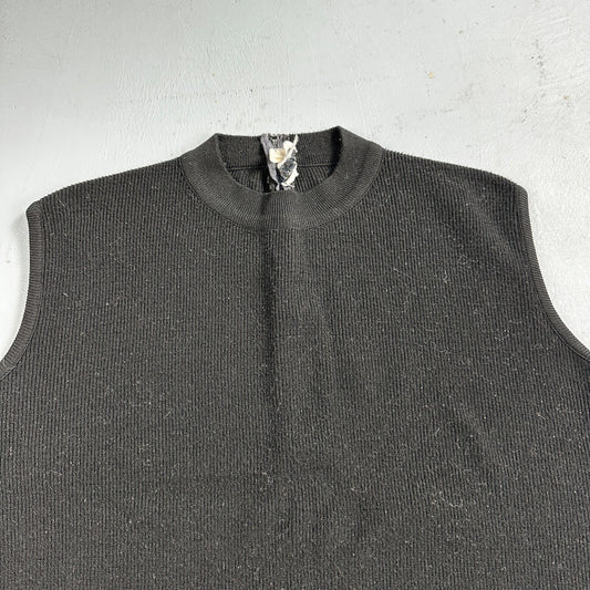 Black Cute Womens Knit No Sleeve Sweater 70s 80s Basic Essentials Look