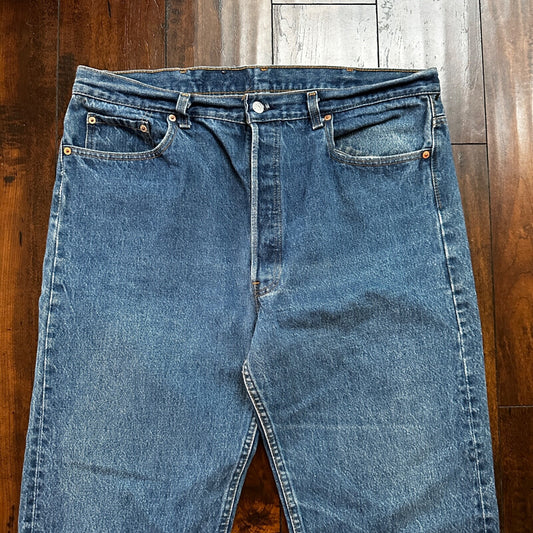 VTG 90s Levis 501 Button Fly 40x36 USA Tag Jeans Straight Wash Blue XX Act 36x32