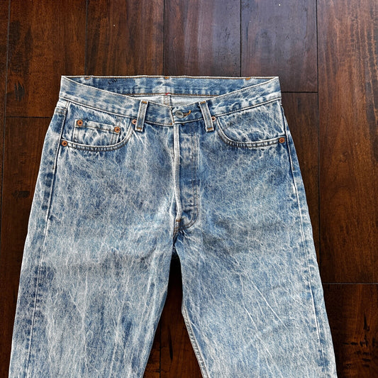 VTG 90s Levis 501 Button Fly 33x34 USA Tag Jeans Acid Wash 80s Act 30x33