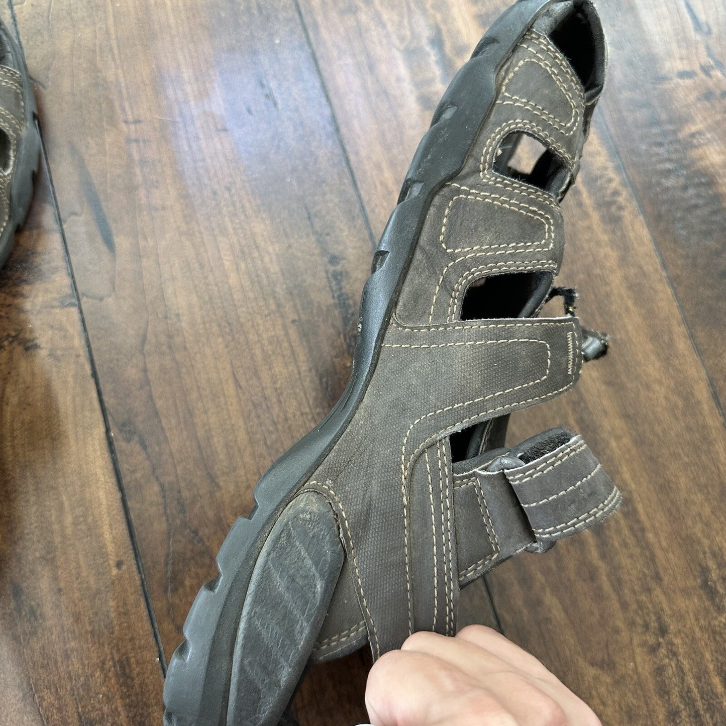 Teva Mens Shocpad Brown Gray Closed Toe Hook Loop Fisherman Sandals Size 12