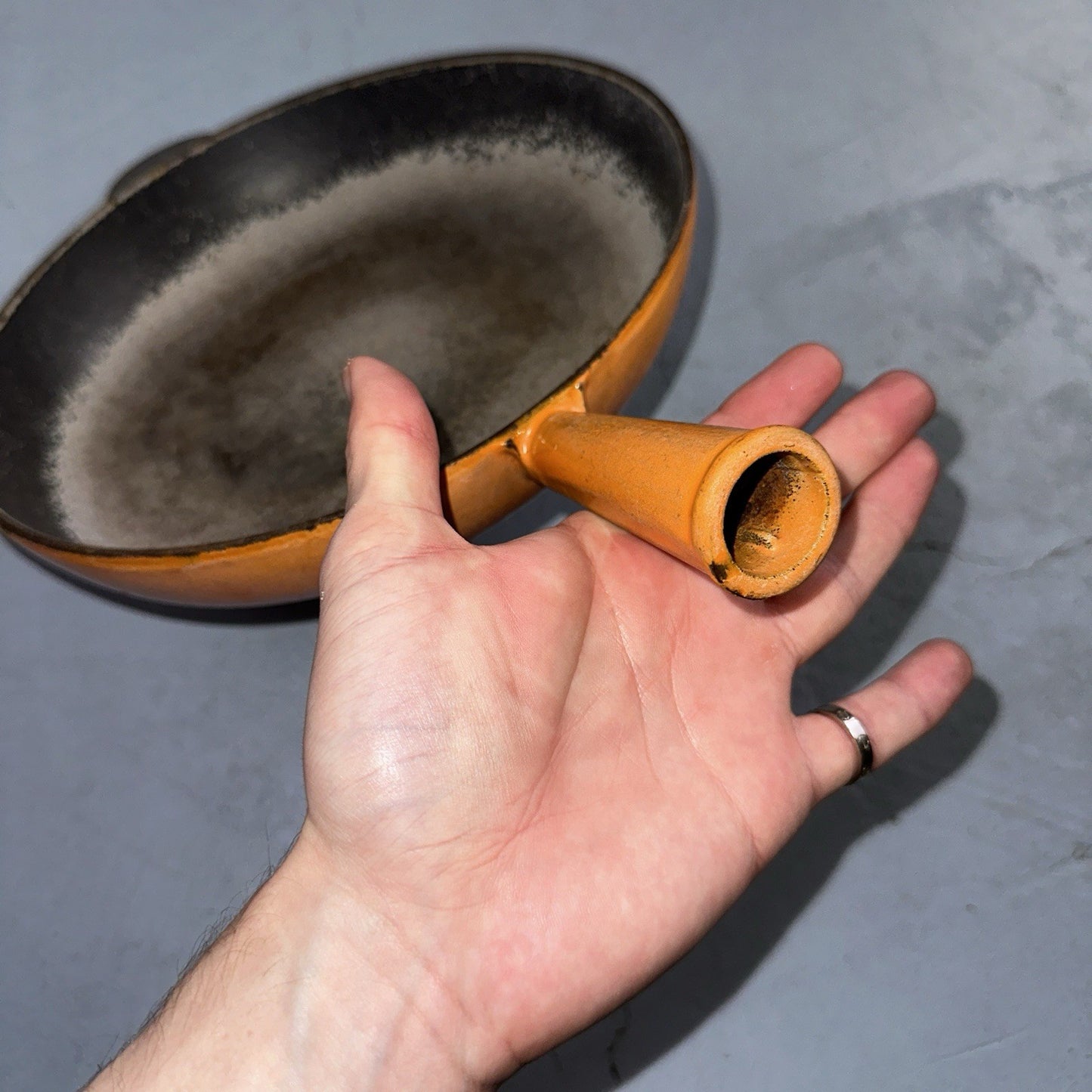 Le Creuset Cast Iron Enamel Cousances No. 24 Skillet Missing Handle Pan