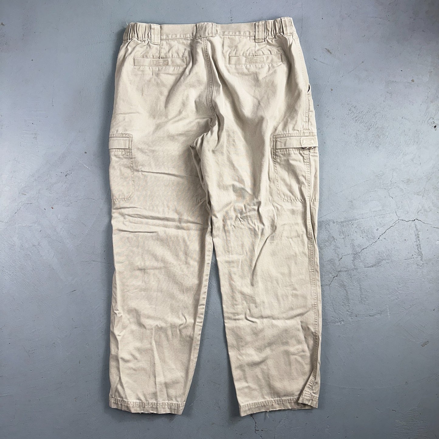 Vintage LL Bean Mens 36x30 Light Stonewashed Cargo Pants Trousers Beige 90s