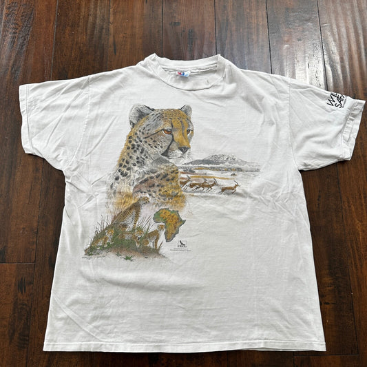 Cheetah Cat Vintage T Shirt Oregon Safari Wildlife Animals Love 80s Rap Single