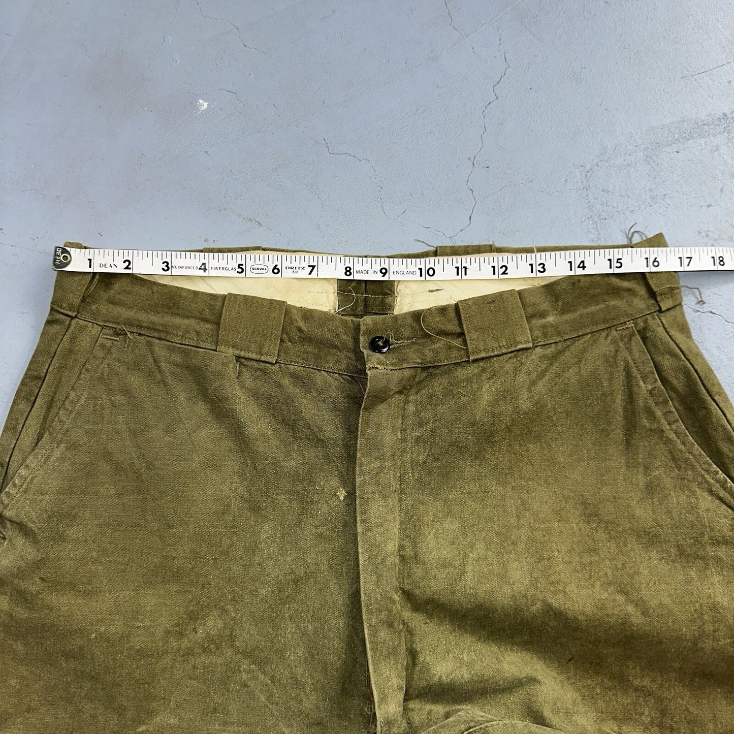 Vintage 50s 60s Duck Canvas Hunting Pants Zip Size 33x26 Rockabilly Double Knee
