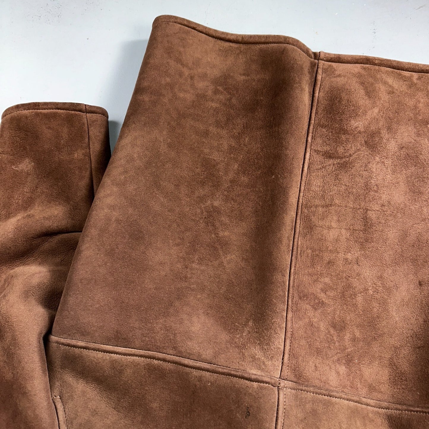 VTG Mens Coat Suede 60s Western Ranch Trucker Jacket Fur Sherpa 44 Brown 1960s