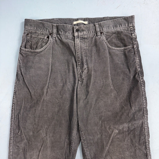 LL Bean Vintage Pants Men's 36x32 Gray Corduroy Chunky Natural Fit Y2K 285262