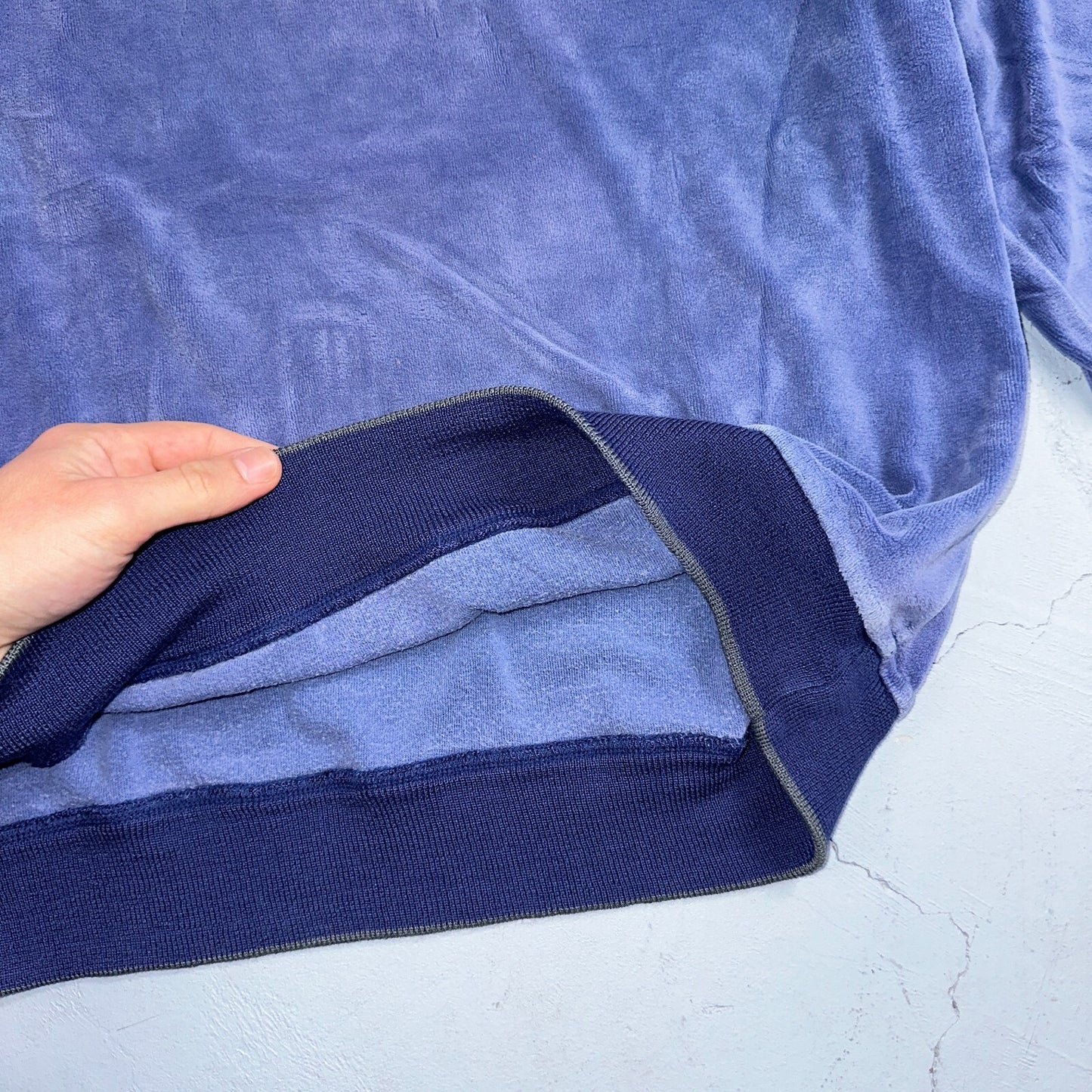 Velour Polo Shirt Hartog Marines Mens VTG 70s L USA Blue 1970s Rockabilly Worn