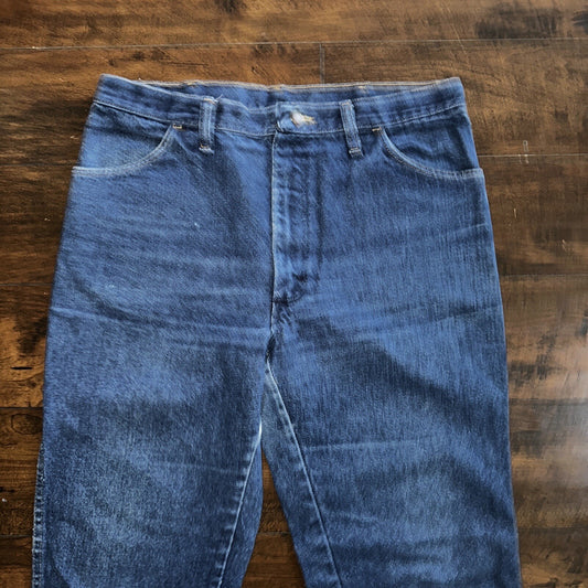 Vintage 1970s Rustler Blue Jeans Mens 36x32 (33x30) Made USA Talon Zipper 70s