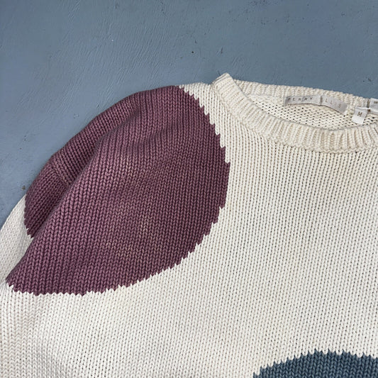 Perry Ellis VTG Atomic Pullover Sweater Womens M Multicolor Abstract Ski Cotton