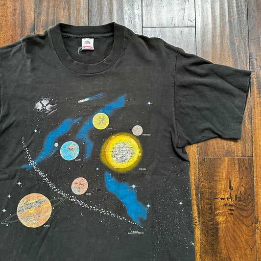 Galaxy Milky Way Earth 90s VTG T Shirt Single Stitch Saturn Planets Cool Space