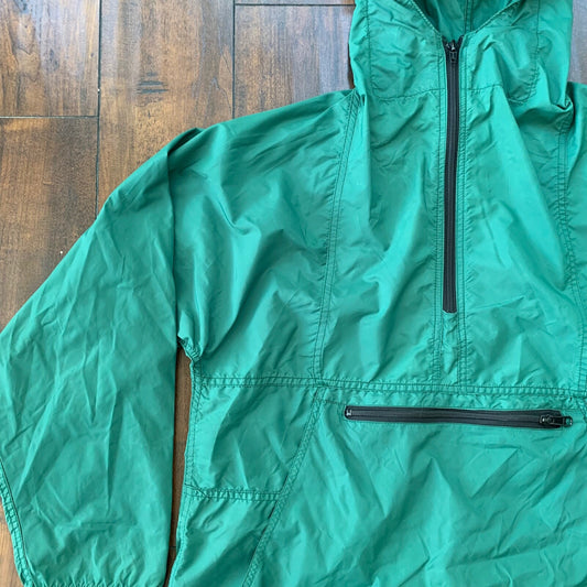 Vintage LL Bean Half Zip Anorak Jacket Mens Size L Forest Green Made In USA 90s