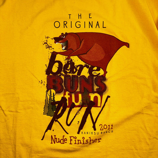 Nude Finisher Funny Bear VTG T Shirt Running Y2K 2011 Bare Run PDX Portland