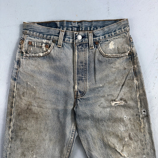 Levis 501 Vintage 90s USA XX Straight Leg Jeans Blue Light Wash 29x32 Act 28x31