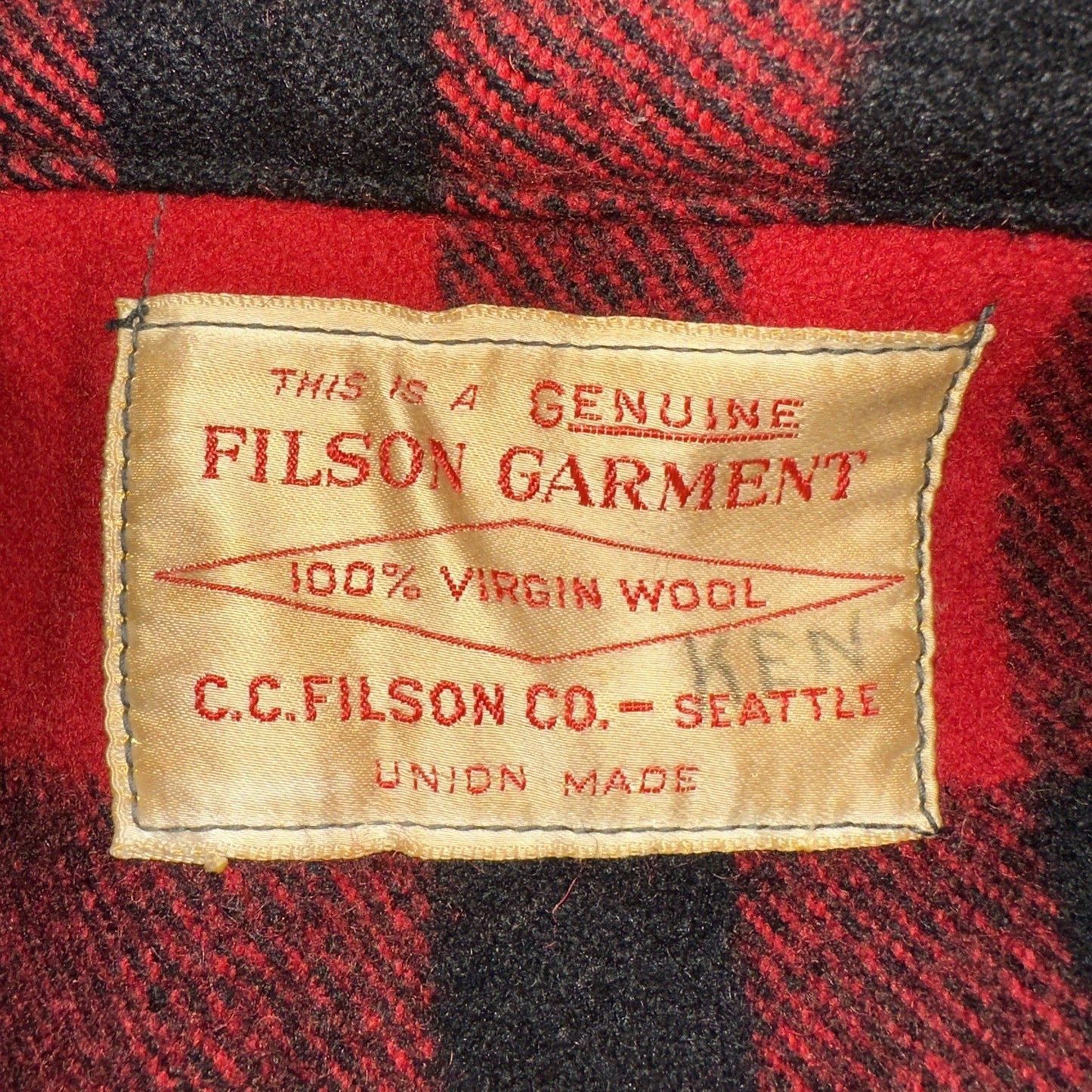 Filson Union 1940s Wool Mackinaw Cruiser Jacket Red Plaid VTG USA 40s 50s Rare