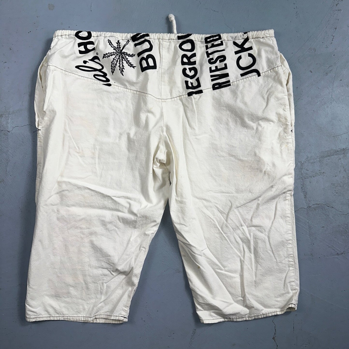 Rasta Bong Pipe Works Long Shorts White 100% Cotton One Size La Trenzz VTG 90s