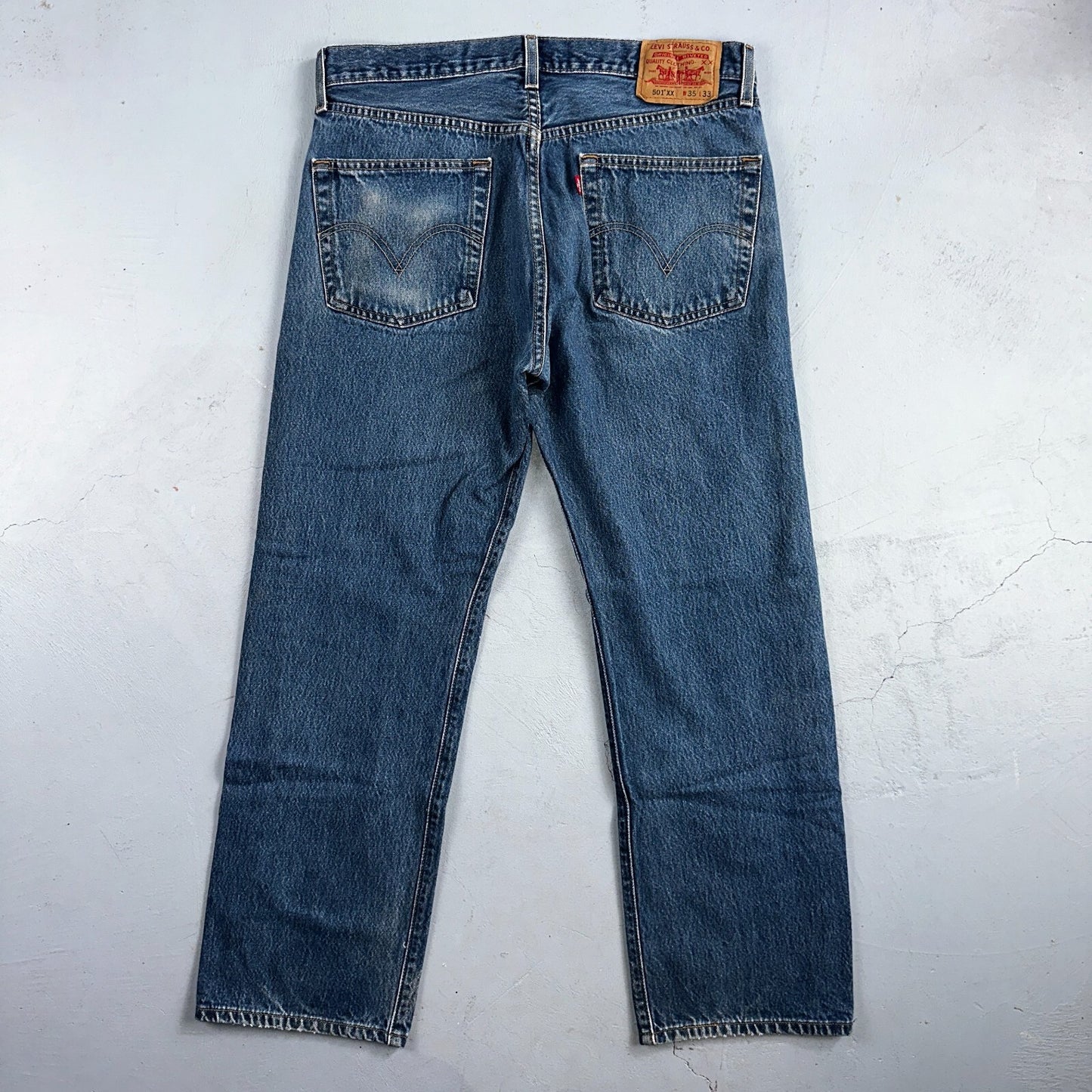 Levis 501 Vintage Y2K XX Straight Leg Jeans Blue Med Wash 35x33 Act 34x29