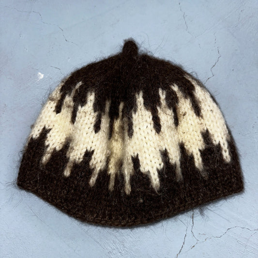 VTG 60s 70s Wool Hand Knit Winter Beanie Hat OSFM Rockabilly Warm Grunge Basic