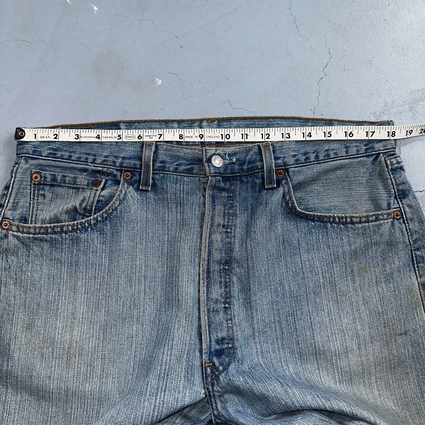 Levis 501 Vintage 90s USA XX Straight Leg Jeans Blue Light Wash 38x32 Act 36x32