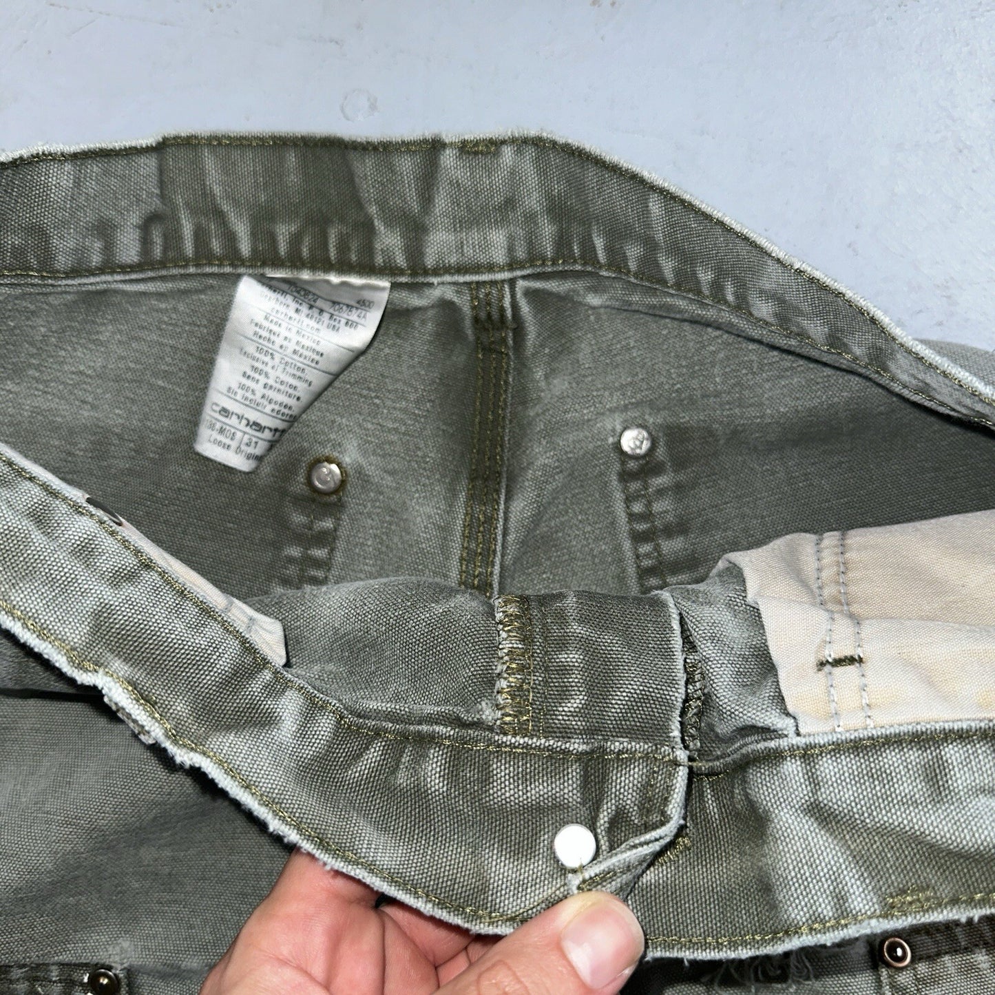 Carhartt VTG Double Knee Carpenter Pants USA B01 B136 MOS Green 31x30 Act 30x28