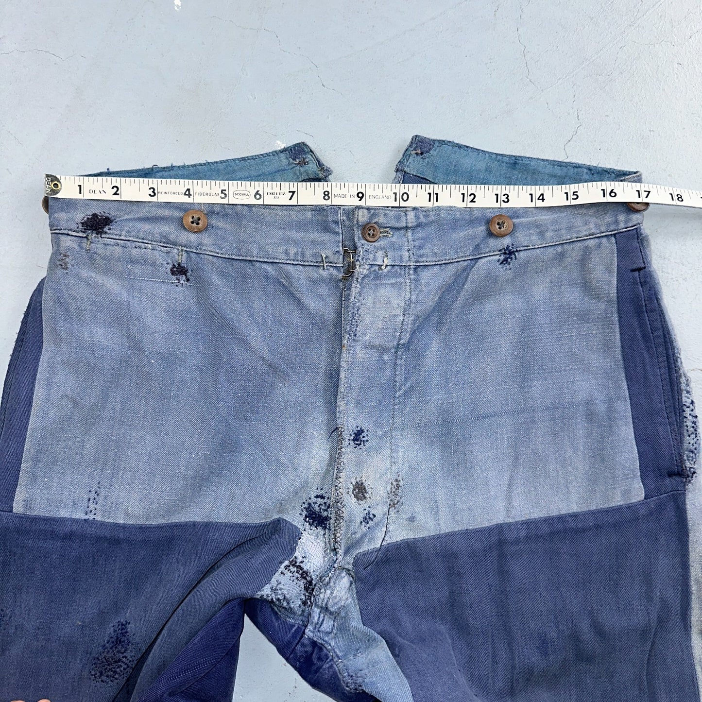 Vintage 1930s 1940s Buckleback Pants Denim Navy Blue Dungaree 30s 40s Rockabilly