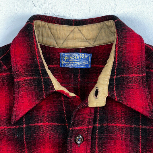 Pendleton 1930s VTG Wool Shirt Jacket Long Sleeve Flannel Buffalo Plaid 30s 40s