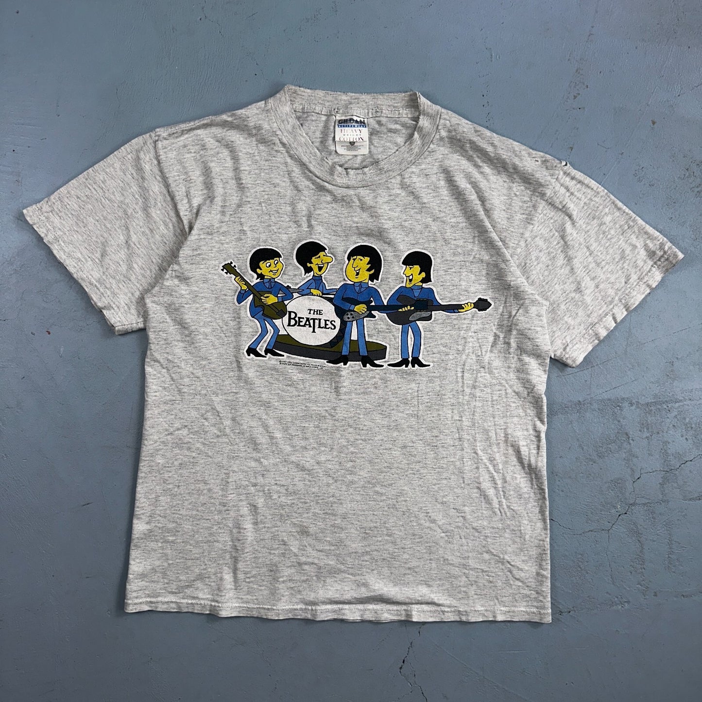 Beatles Rock Band 1997 VTG T Shirt 90s Gray Thrashed Music Grunge 1960s