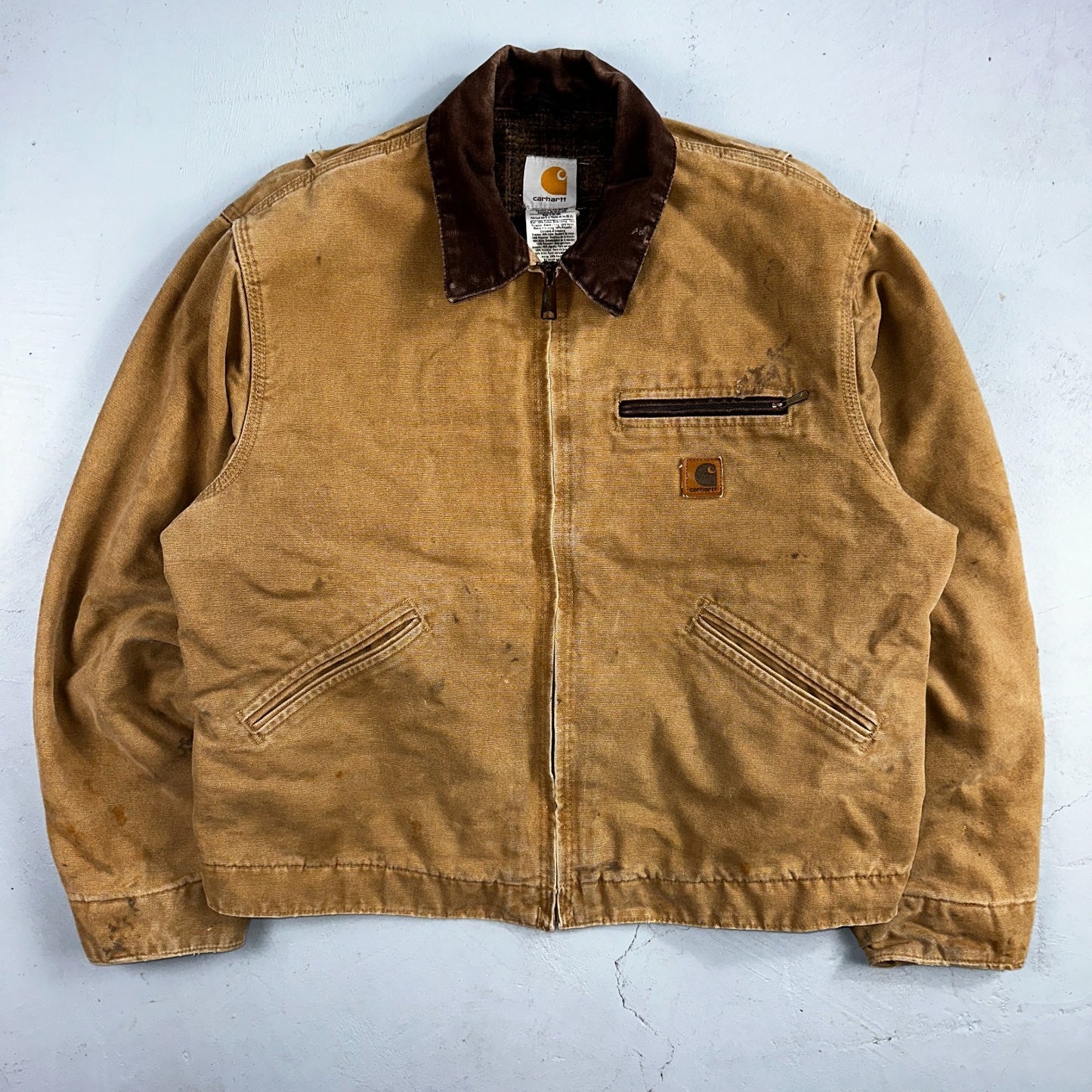 Carhartt VTG Detroit Jacket Men's Large Lined Blanket Workwear J97 CML Thrashed