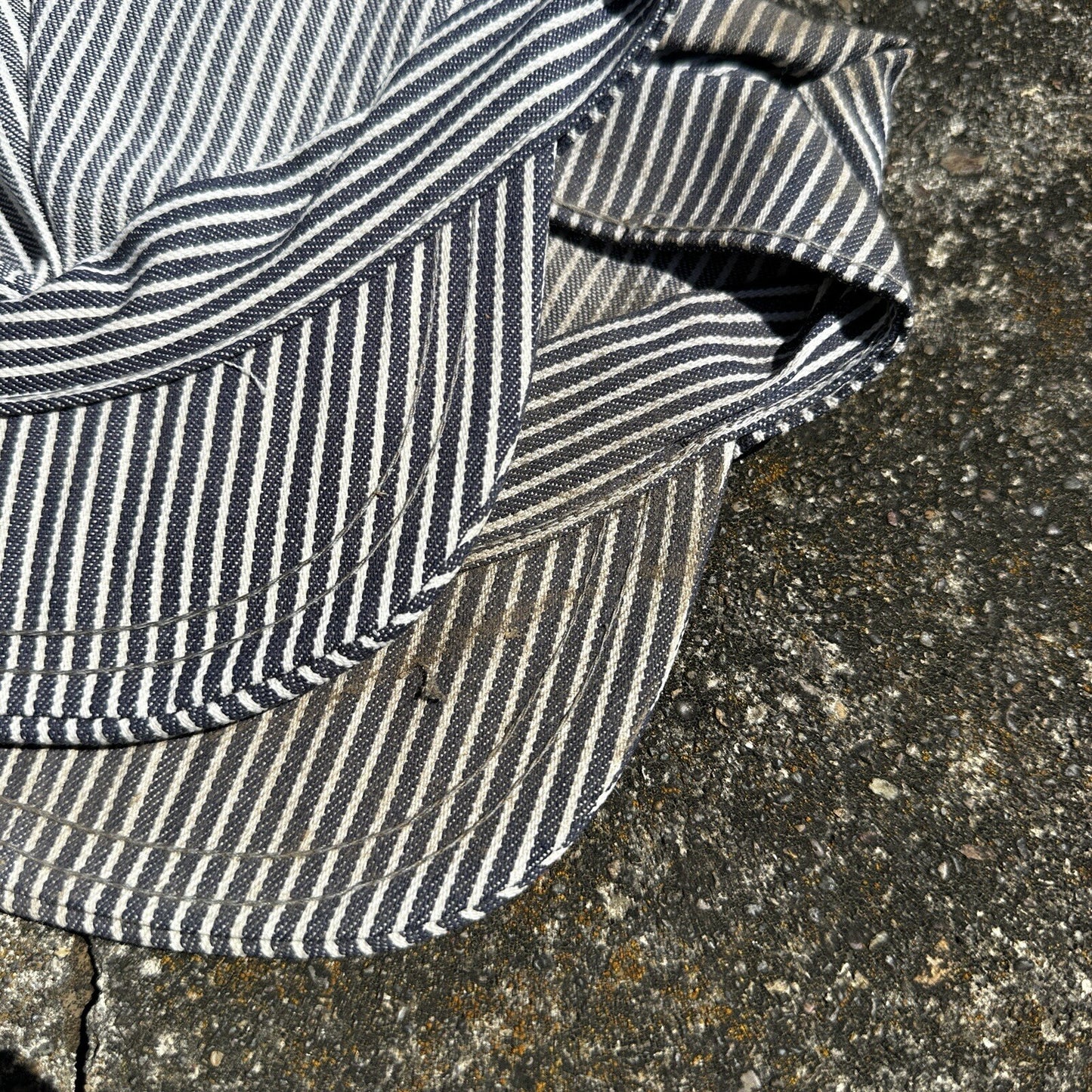 Railroad Engineer Striped Conductor Hat Cap Blue White Trucker 7 3/8 Rockabilly