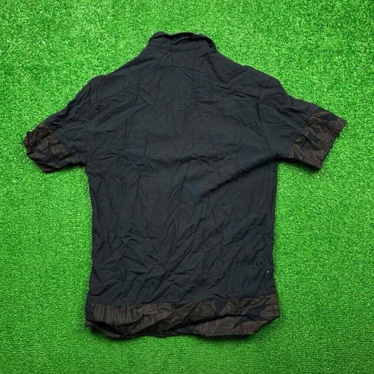 CH Carolina Herrera Black Flower Floral Button Down Dress Shirt Mens Rough VTG