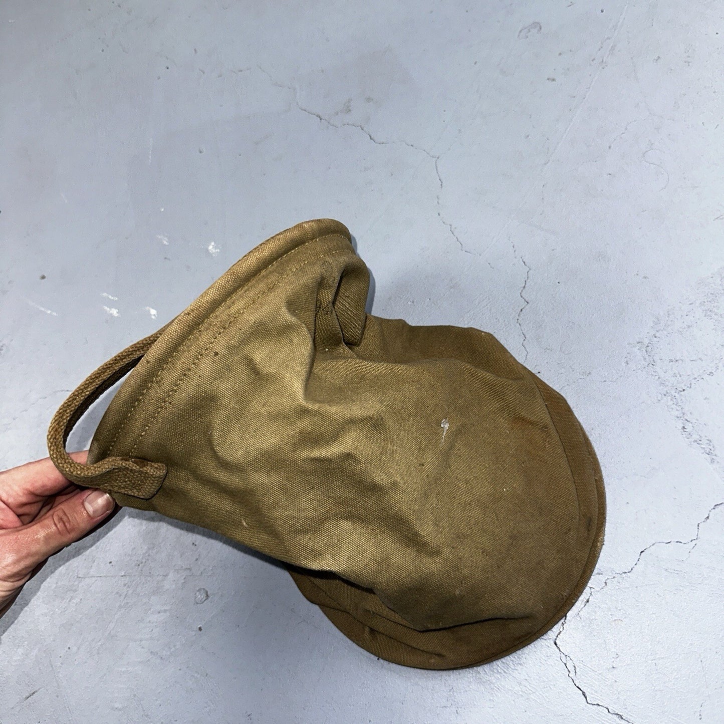 WWII US Army Cavalry Collapsable Folding Canvas Jeep Water Bucket 1943 40s Bag