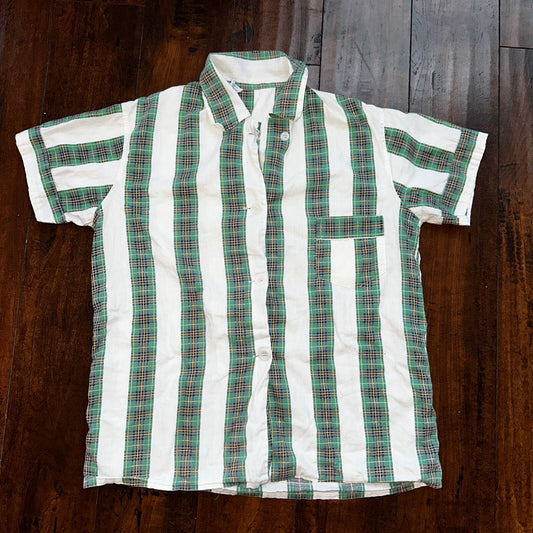 Vintage 50s 60s Tommies Sanforized Sleepwear Pajamas Pair Pants Top Cotton Green