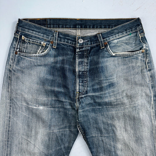 Levis 501 Vintage Y2K XX Straight Leg Jeans Blue Crazy Wash 36x34 Act 34x31