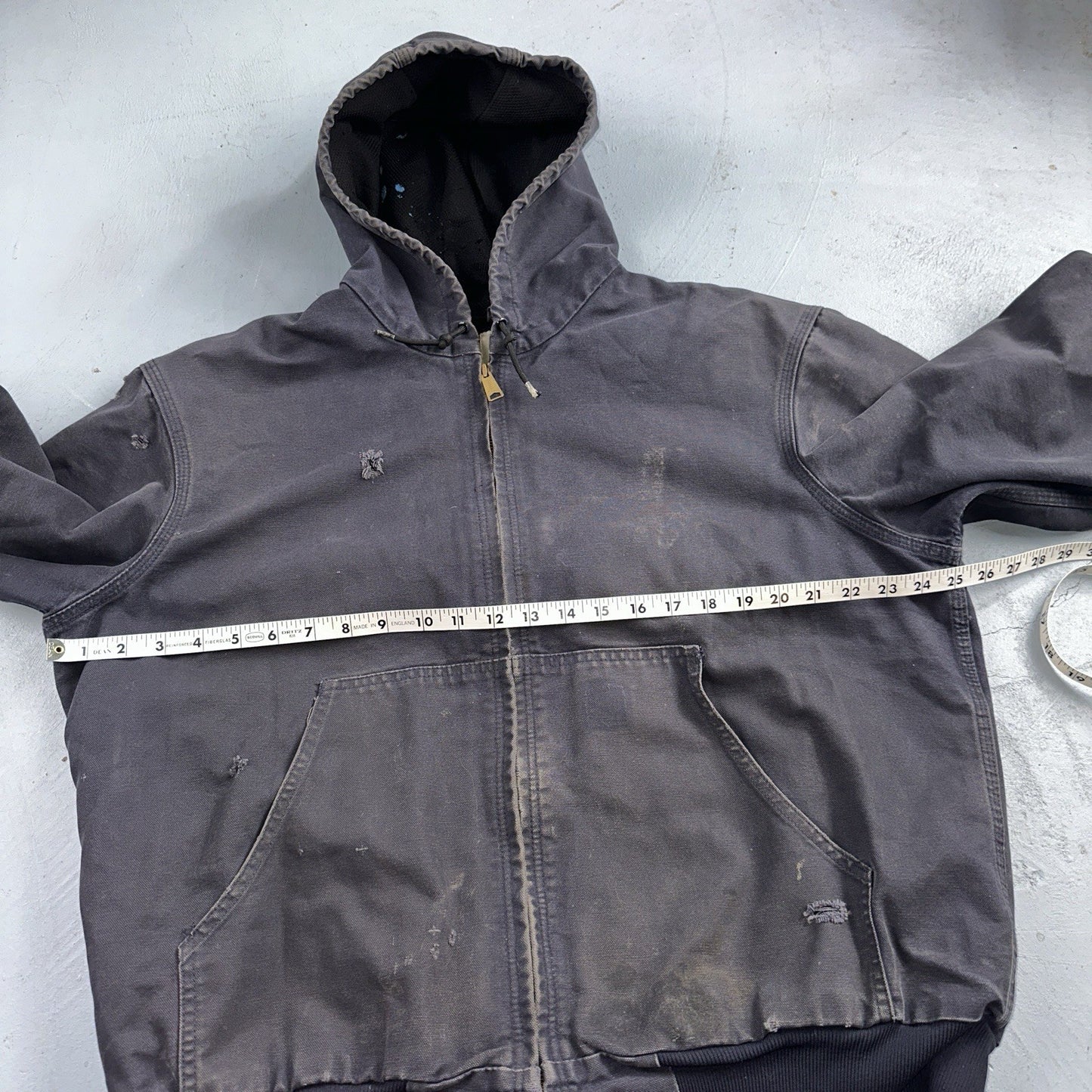 Carhartt Jacket VTG Mens Large Purple Hooded Distressed Bomber J208 MDT Thrashed