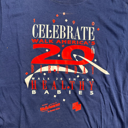 Walk America Happy Babies VTG T Shirt Baby Support March Dimes 80s USA Oregon