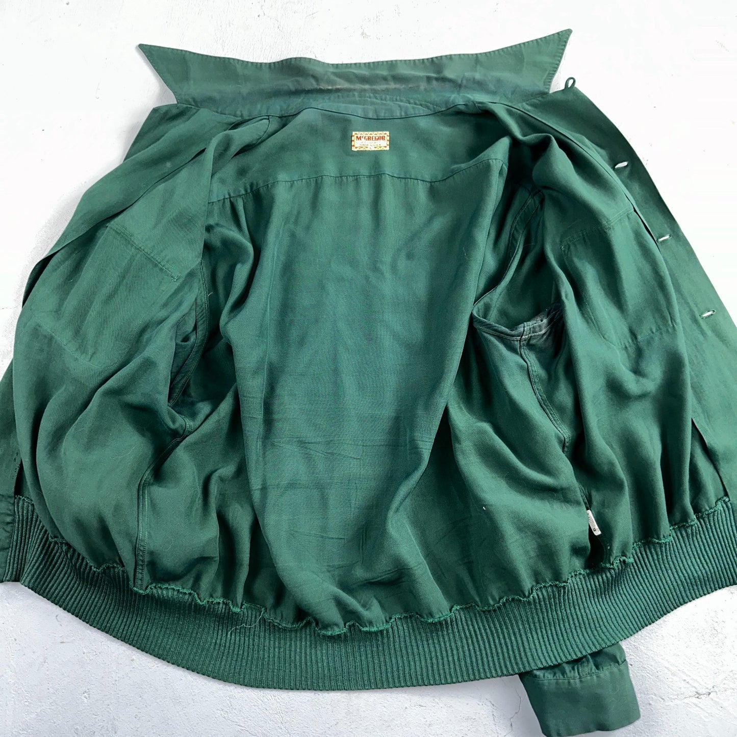 Vintage 1940s McGregor Gabardine Ricky Jacket Button Up Bottle Green 40s Rare