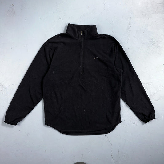 Nike Therma Quarter Zip Training Top Mens S Black Pullover Fleece Lined VTG