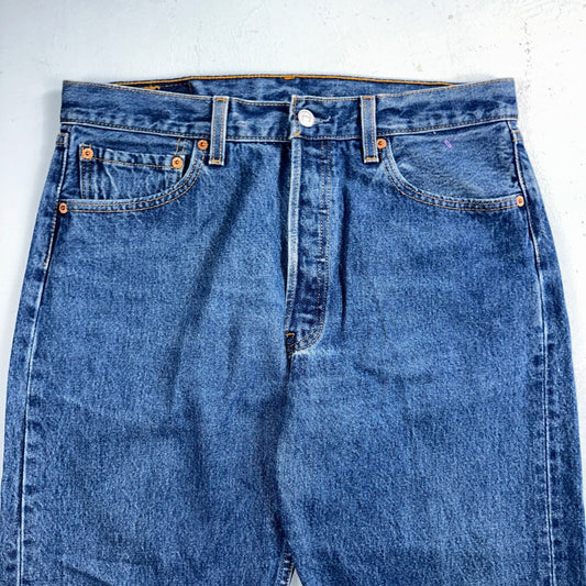 Levis 501 Vintage 90s USA XX Straight Leg Jeans Blue Med Wash 34x30 Act 32x27