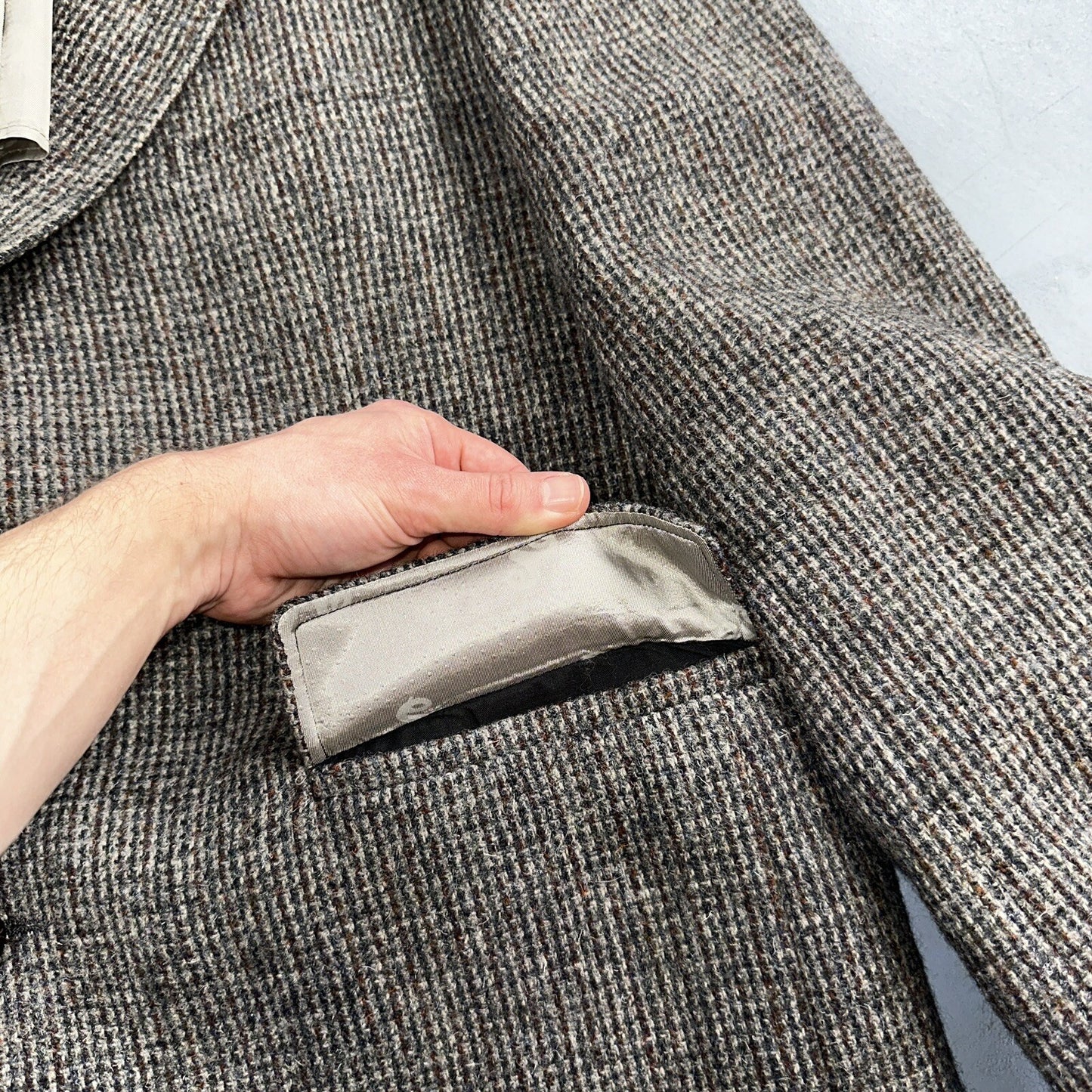 Norm Thompson VTG 80s Harris Tweed Preppy Wool Herringbone Blazer Jacket 42