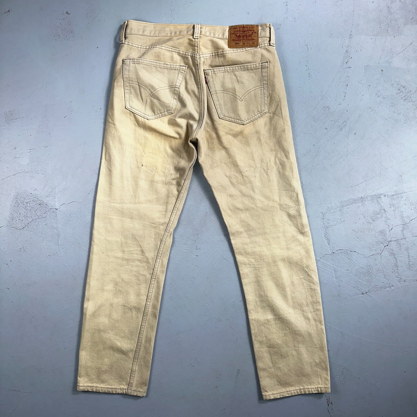 Levis 501 Vintage 90s USA XX Straight Leg Jeans Khaki Light Wash 31x30 Act 31x29