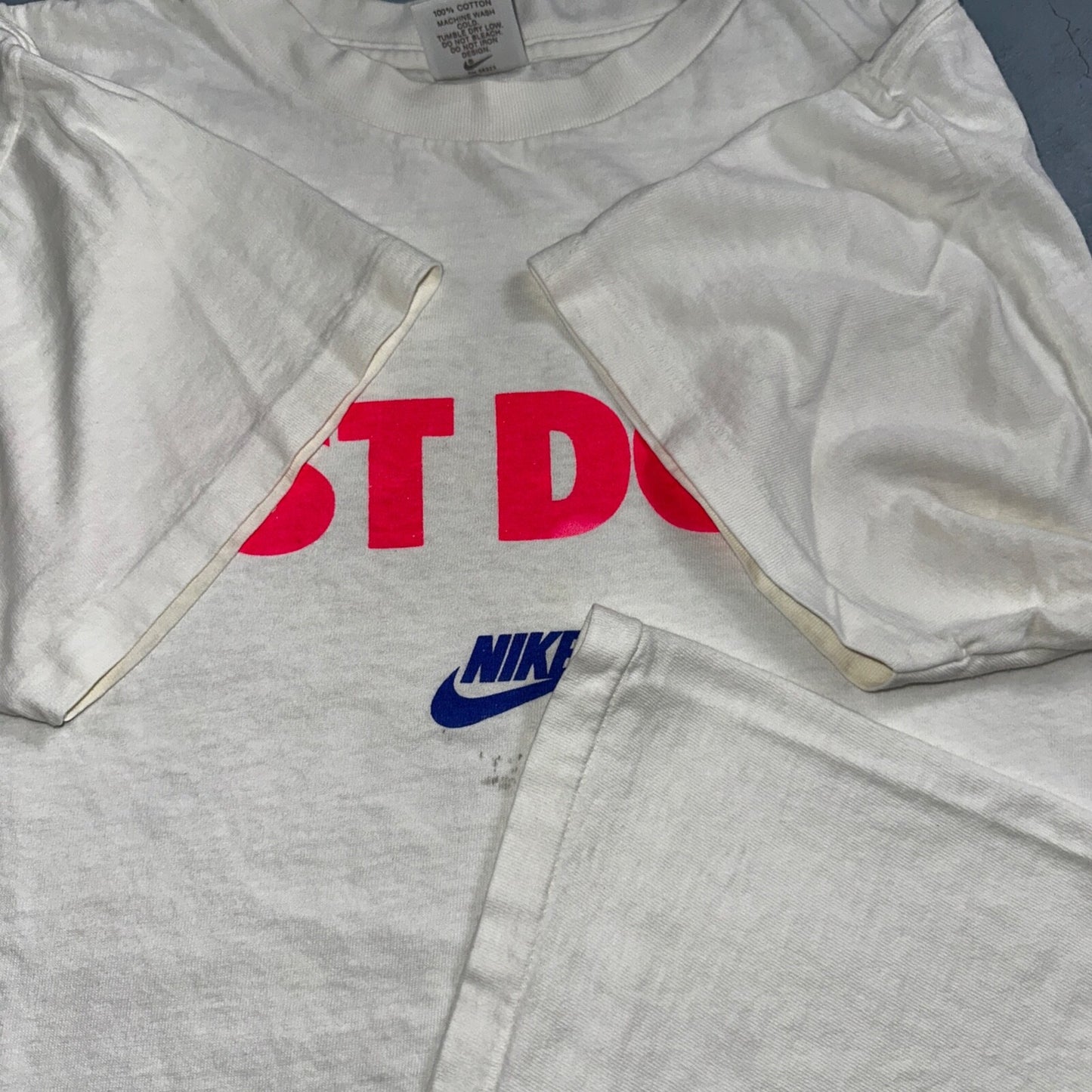 Nike Just Do It JDI VTG T Shirt Gray Tag 90s Single Stitch White Basic Gym