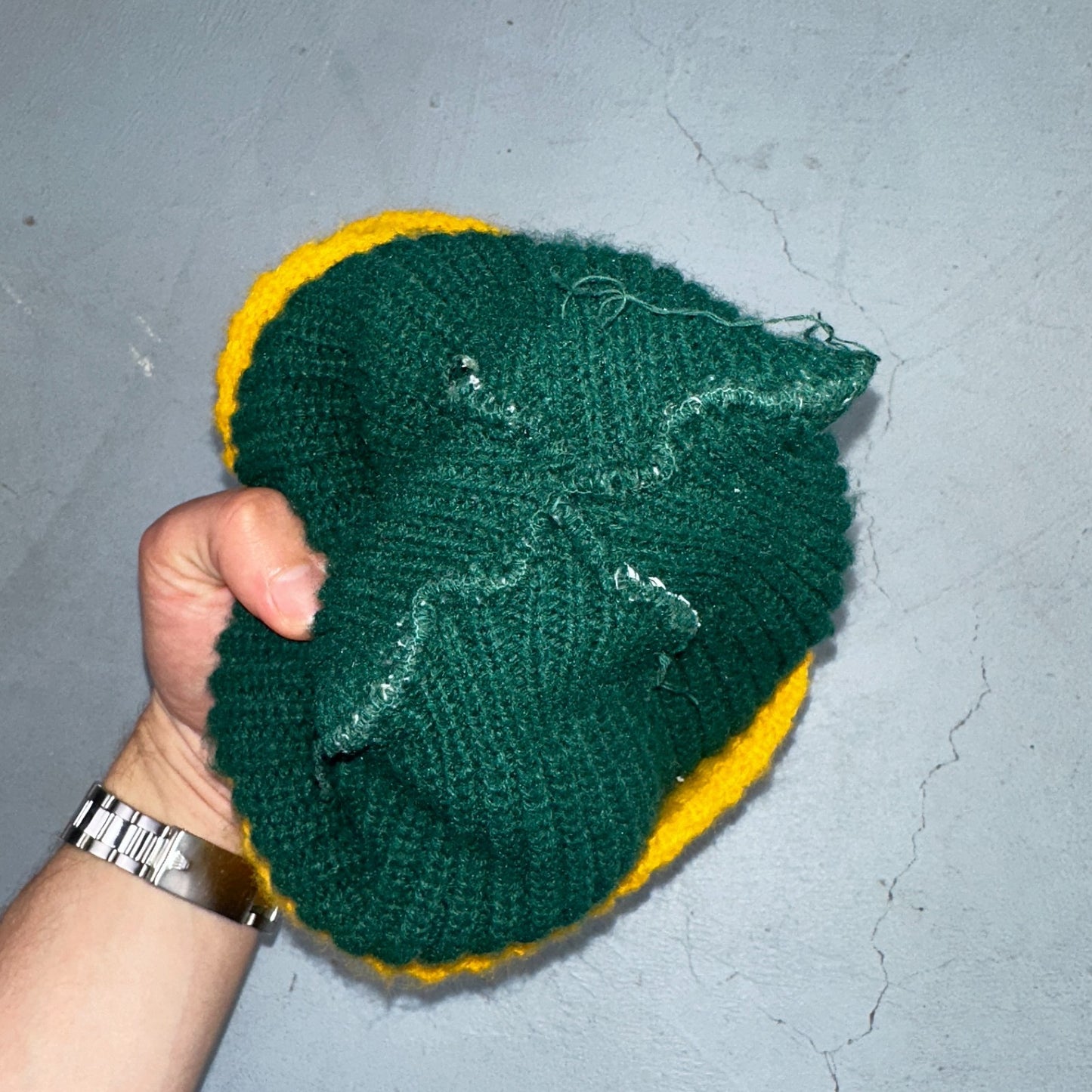 Vintage Oregon Ducks Cuffed Beanie Hat Cap Yellow Green PDX Eugene 80s