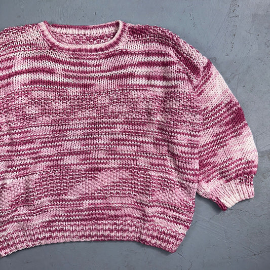 VTG 50s 60s Hand Knit Cable Sweater Handmade Rockabilly Cottage Core Grandma