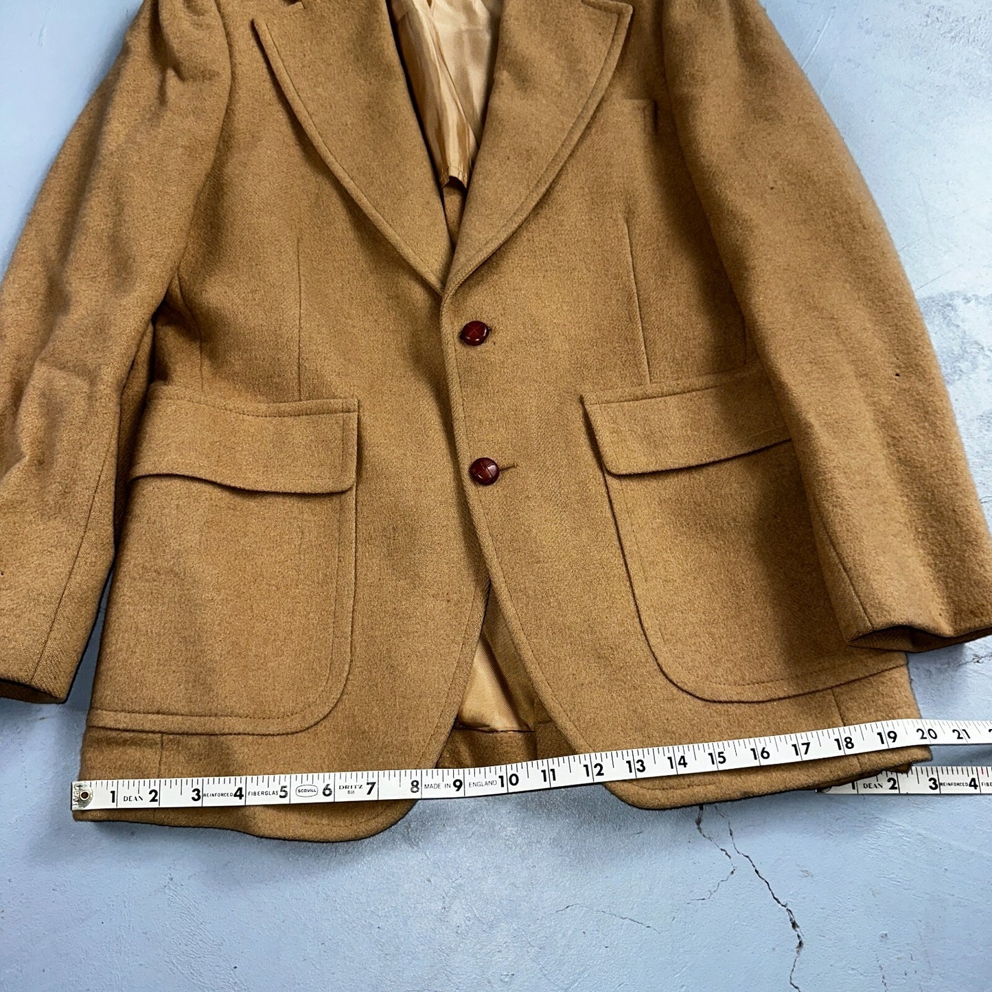 1970s Camel Hair Blazer Sport Coat Mens 38 Suit Jacket John Alexander VTG Union