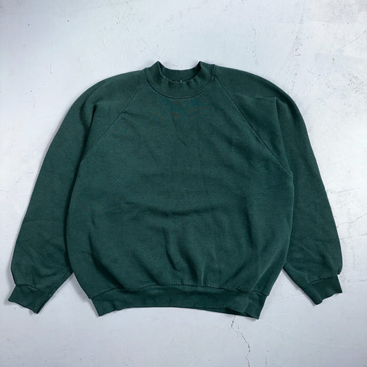 1980s VTG Green Sport Blank Sweatshirt USA Crewneck Basic 80s Jumper