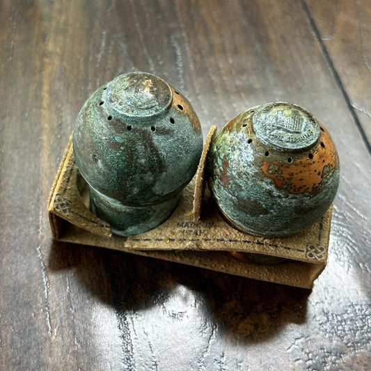 VTG Solid Copper Salt And Pepper Shaker Set Salt Lake City Utah Coins RARE