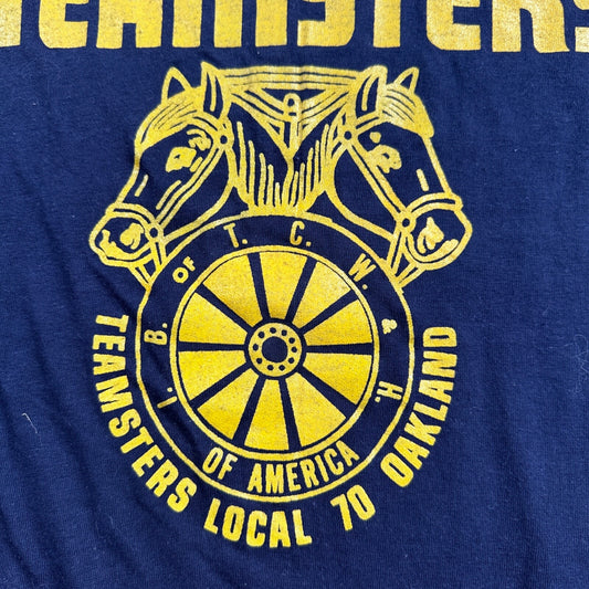 Go Teamsters 70s Navy Stedman VTG T Shirt Horses Animals Oakland Cool Random