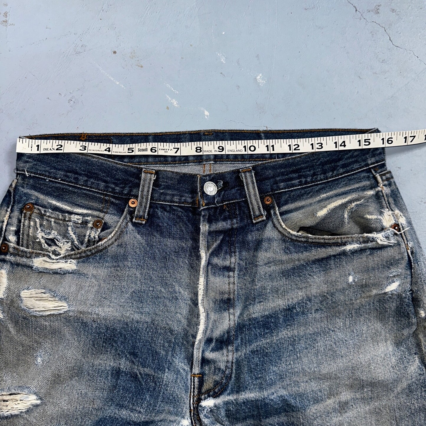 Levis 501 Vintage 80s Redline Selvedge USA XX Jeans Light Wash 34x34 Act 31x30